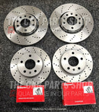 DRILLED FRONT & REAR DISCS & BREMBO PADS FOR SKODA OCTAVIA TDI MK2