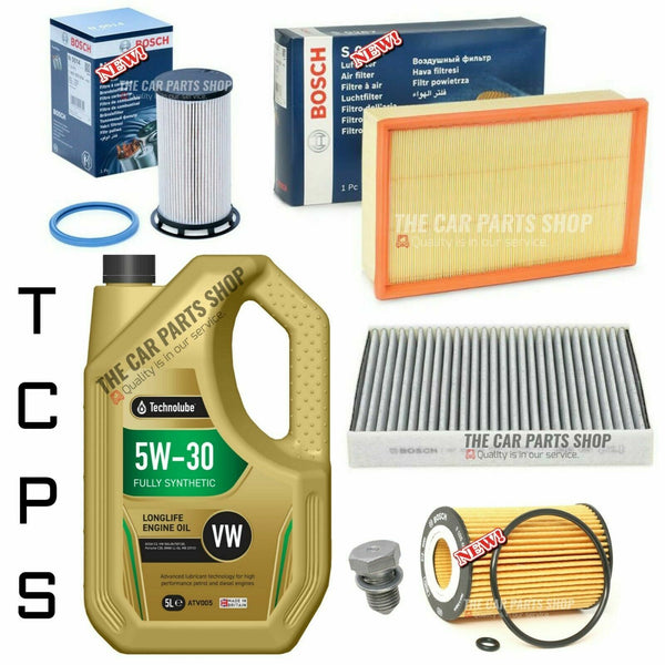 FULL BOSCH SERVICE KIT FOR VW GOLF 1.6 TDI MK7 5L TECHNOLUBE 5W30 & BOSCH KIT