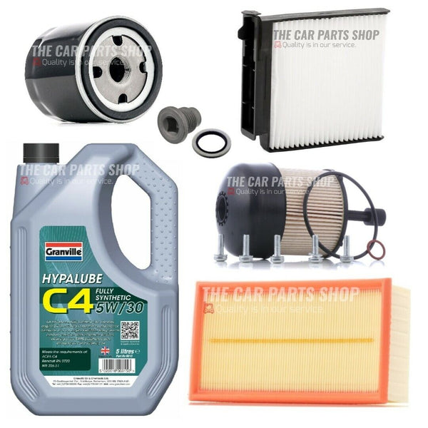 FOR NISSAN NV200 1.5 DCI MK1 FULL SERVICE KIT 5L C4 5W30 OIL & ALL FILTERS PLUG