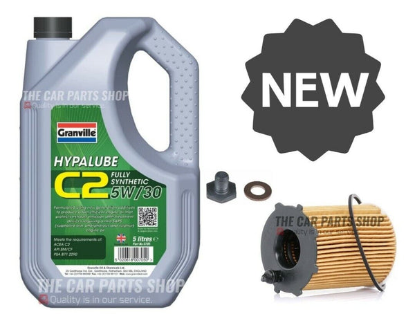 GRANVILLE C2 SERVICE KIT 5L C2 OIL & NEW OIL FILTER FITS PEUGEOT 508 HDI 2012>>