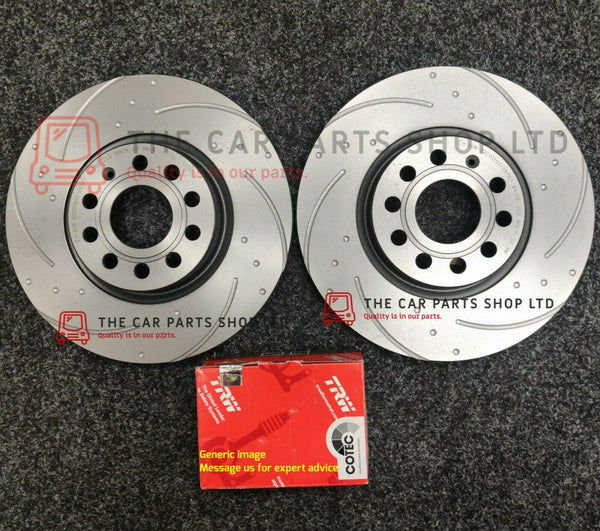 FITS SKODA OCTAVIA MK2 TDI REAR DIMPLED AND GROOVED DISCS & TRW PADS NEW