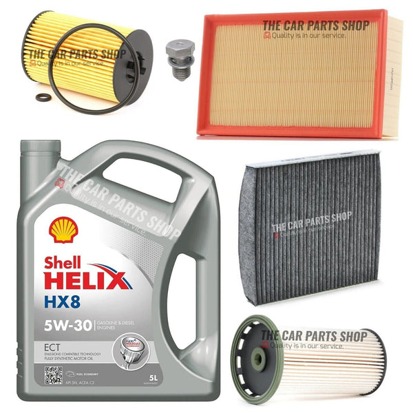 FOR AUDI A3 1.6 AND 2.0 TDI 2012-2019 FULL SERVICE KIT WITH SHELL 5W30 MOTOR OIL