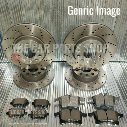 FOR BMW 118D E87 FRONT AND REAR DRILLED BRAKE DISCS WITH BRAKE PADS ALL ROUND