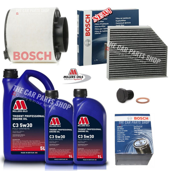 FITS AUDI SQ5 3.0 TDI 12-16 BOSCH SERVICE KIT 7L MILLERS & AIR OIL CARBON CABIN
