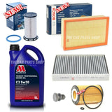 FULL BOSCH SERVICE KIT FOR VW PASSAT 2.0 TDI MK7 WITH 5 LITRES LONGLIFE MILLERS
