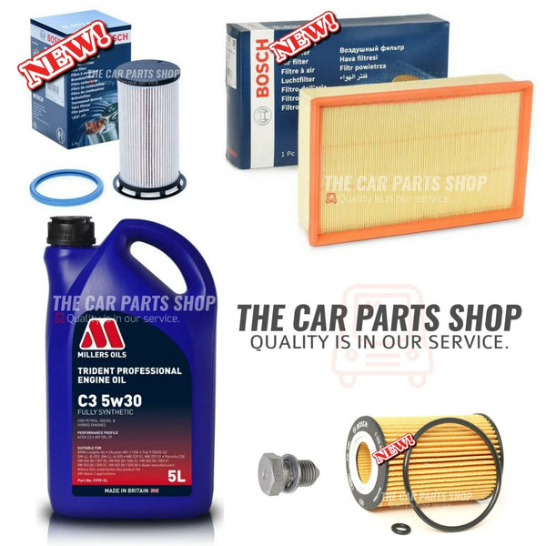 BOSCH SERVICE KIT FOR VW PASSAT 2.0 TDI MK7 BOSCH AIR OIL FUEL AND MILLERS OIL