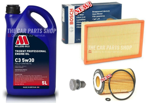 BOSCH SERVICE KIT FOR VW PASSAT 2.0 TDI MK7 5L MILLERS 5W30 & OIL AND AIR FILTER
