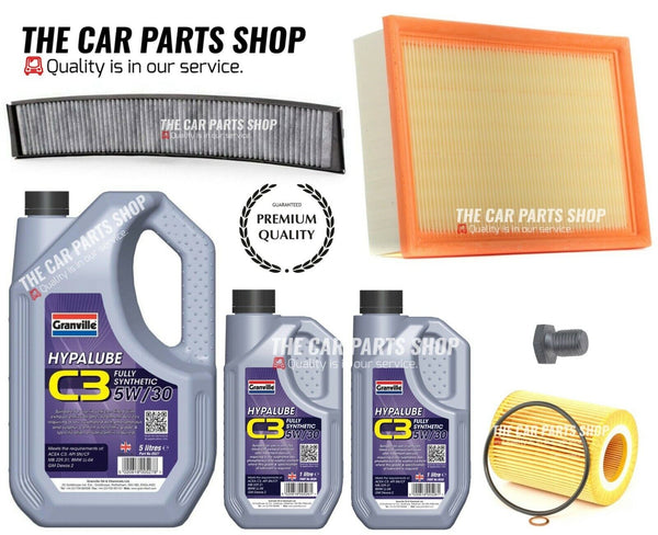 FOR BMW 330i CLUBSPORT E46 SERVICE KIT 7L 5W30 GRANVILLE & AIR OIL CABIN FILTER