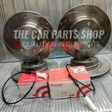 BREMBO FRONT AND REAR DRILLED GROOVED DISCS BREMBO PADS FOR BMW 118D SPORT E87
