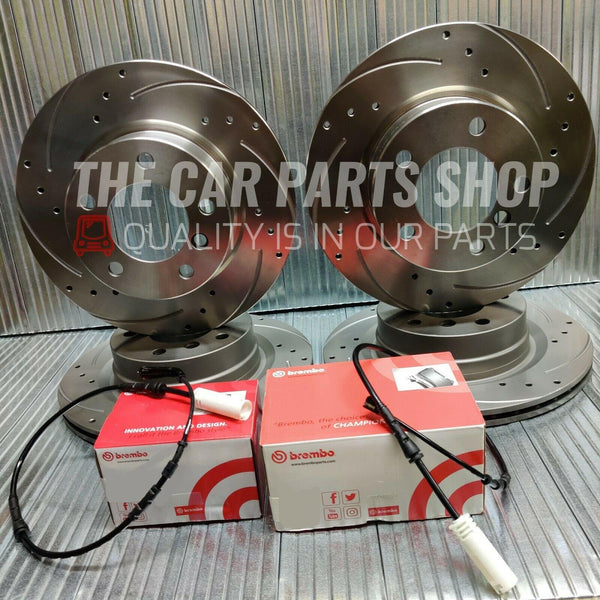 BREMBO FRONT AND REAR DRILLED GROOVED DISCS BREMBO PADS FOR BMW 118D SPORT E87