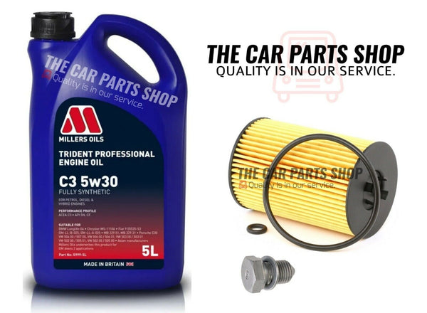 FOR AUDI A3 1.6 TDI MK3 8V SERVICE KIT 5L MILLERS 5W30 & OIL FILTER SUMP PLUG