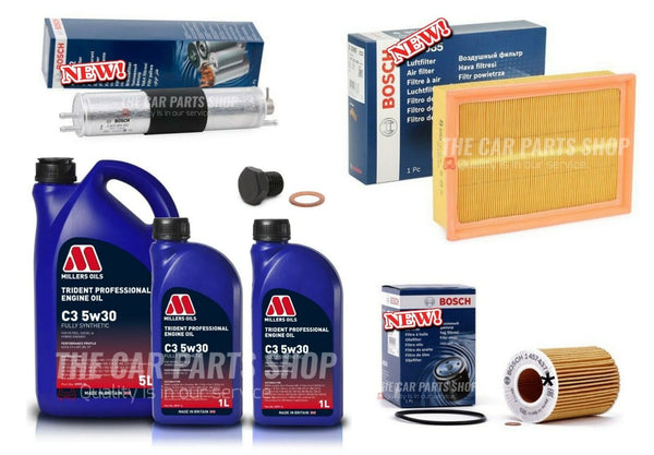 FOR BMW 330i E46 PETROL BOSCH SREVICE KIT 7L MILLERS + BOSCH FUEL OIL AIR PACK
