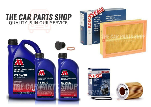 FOR BMW 330i E46 PETROL BOSCH SERVICE KIT 7L MILLERS 5W30 AND OIL AIR FILTER OE