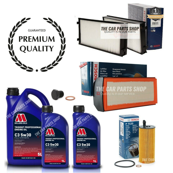 BOSCH SERVICE KIT FOR BMW X6 3.0 DIESEL F16 7L MILLERS 5W30 & AIR OIL CABIN OEM