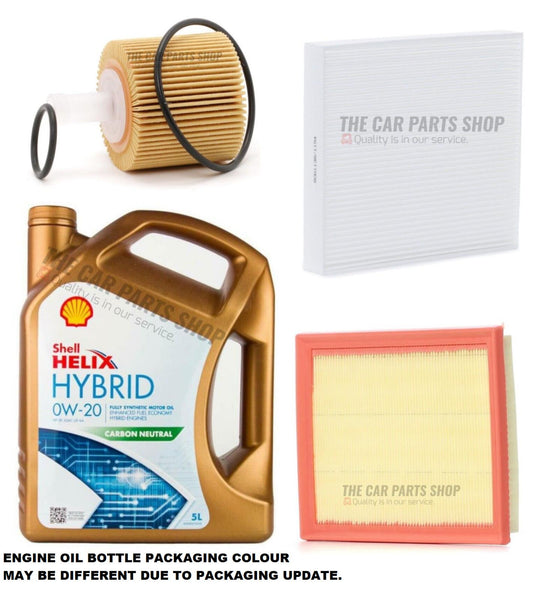 FOR TOYOTA PRIUS 1.8 HYBRID SERVICE KIT 0W20 SHELL & AIR OIL CABIN FILTER KIT
