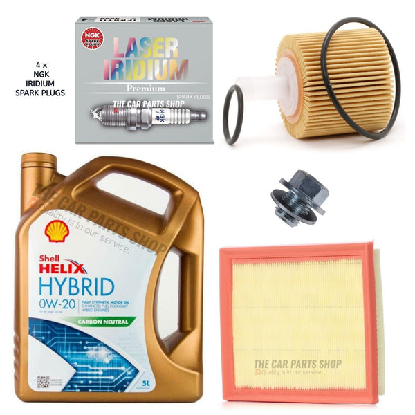 FOR TOYOTA PRIUS 1.8 HYBRID SERVICE KIT 0W20 5L + AIR OIL & 4 X NGK PLUGS NEW OE