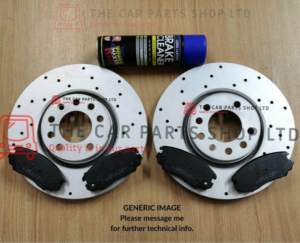 FOR VW SCIROCCO R MK3 DRILLED FRONT DISCS COATED 345MM AND FRONT PADS