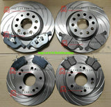 FOR VW SCIROCCO R MK3 FRONT & REAR GROOVED DISCS & ALL ROUND BRAKE PADS SETS
