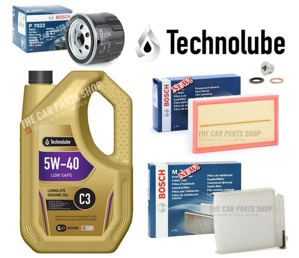 BOSCH SERVICE KIT FITS RENAULT CLIO 1.5 DCI 09-11 5L 5W40 & BOSCH AIR OIL CABIN