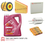 FOR SEAT IBIZA MK4 1.2 PETROL 2008> SERVICE KIT 5L 5W-30 OIL & FILTERS & SPARKS