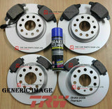 FOR VW SCIROCCO R MK3 COATED FRONT & REAR BRAKE DISCS & TRW BRAKE PADS SETS