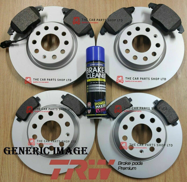 FOR VW SCIROCCO R MK3 COATED FRONT & REAR BRAKE DISCS & TRW BRAKE PADS SETS