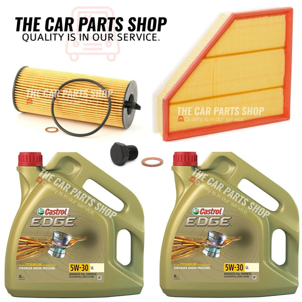 FITS BMW 3 SERIES 320D E91 8L CASTROL SERVICE KIT OIL AIR FILTER & NEW PLUG