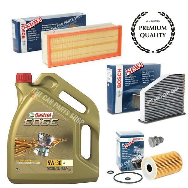BOSCH SERVICE KIT FOR AUDI A3 2.0 TDI MK2 5L CASTROL EDGE & 3 BOSCH FILTERS NEW