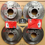 FOR VW SCIROCCO R MK3 DRILLED & GROOVED DISCS & TRW BRAKE PADS FRONT REAR