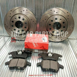 FOR VW SCIROCCO R MK3 REAR DRILLED AND GROOVED DISCS WITH TRW BRAKE PADS 310MM