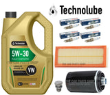 FOR VW SCIROCCO 2.0 GT PETROL MK3 SERVICE KIT 5L OIL & 2 FILTERS & 4 BOSCH PLUGS