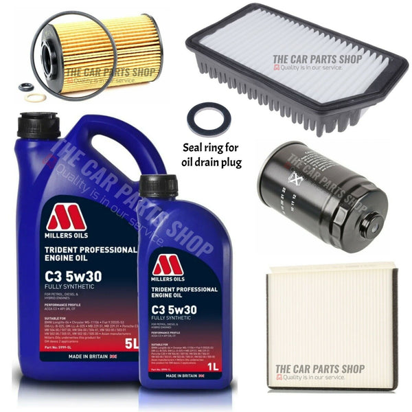 FOR HYUNDAI i30 1.6 CRDI MK2 11-17 MILLER SERVICE KIT 6L MILLERS OIL & FULL KIT