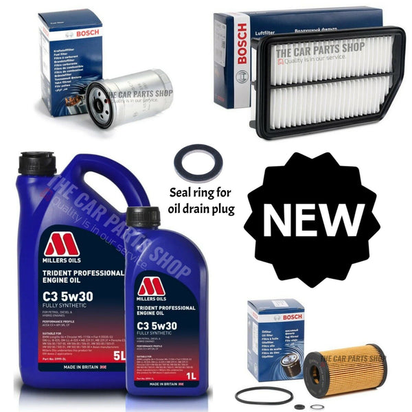 BOSCH SERVICE KIT FITS HYUNDAI i30 1.6 CRDI MK2 BOSCH FUEL AIR OIL & MILLERS 6L