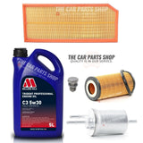 MILLER'S LONGLIFE SERVICE KIT FOR AUDI TT COUPE 2.0 PETROL 5L OIL & FUEL OIL AIR