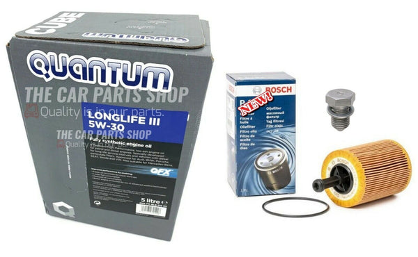 FOR VW CADDY 1.6 TDI 2010> PREMIUM SERVICE KIT 5L QUANTUM + BOSCH FILTER + PLUG