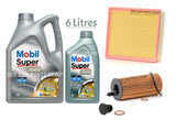 MOBIL SUPER 3000 SERVICE KIT FOR BMW 1 SERIES 116d AIR OIL PLUG & 6L MOBIL 5W30