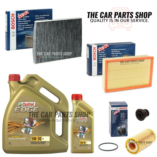 FOR VW GOLF R 2.0 MK7 FULL BOSCH SERVICE KIT WITH 6L CASTROL EDGE LONGLIFE OIL