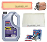FOR PEUGEOT 307 1.6 PETROL 01-08 SERVICE KIT 5L OIL & AIR OIL CABIN AND 4 PLUGS