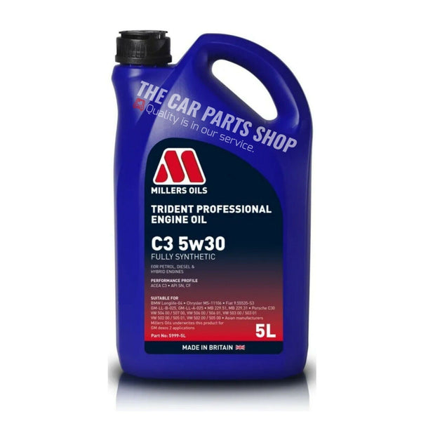 5 LITRES MILLERS PROFESSIONAL TRIDENT LONGLIFE MOTOR OIL 5W30 C3 LL-04