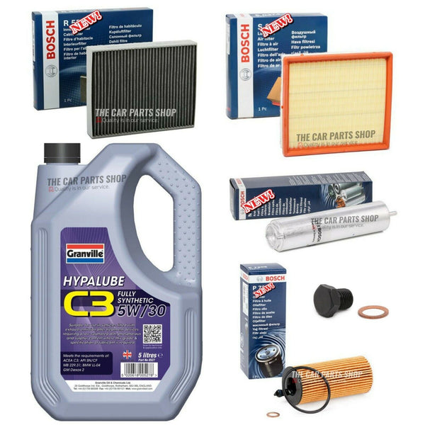 FITS BMW 116D 1.5 DIESEL 2015> FULL BOSCH SERVICE KIT 5L GRANVILLE OIL & FILTERS