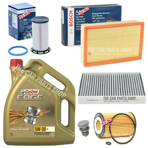 FITS VW PASSAT BUSINESS 1.6 TDI B8 FULL BOSCH SERVICE KIT & 5L CASTROL EDGE 5W30