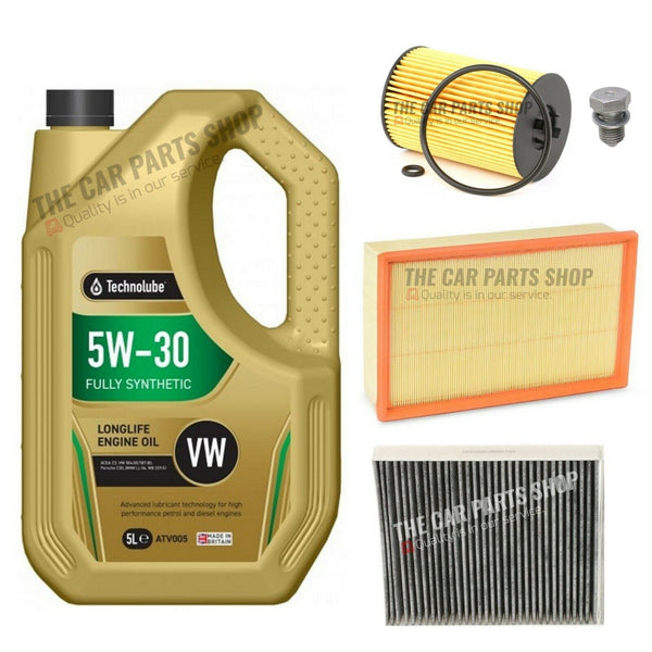 FOR VW PASSAT MK7 1.6 TDI SERVICE KIT 5L TECHNOLUBE + AIR OIL POLLEN & PLUG NEW
