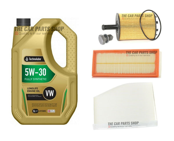 5L TECHNOLUBE SERVICE KIT FOR VW GOLF 2.0 TDI MK5 3 NEW FILTERS & 5L 504-507 OIL