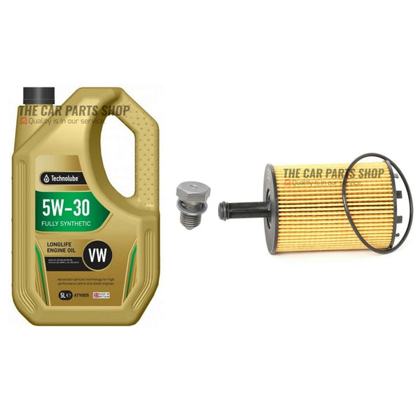 5L TECHNOLUBE SERVICE KIT WITH OIL FILTER & PLUG FOR VW GOLF 2.0 TDI MK5 NEW