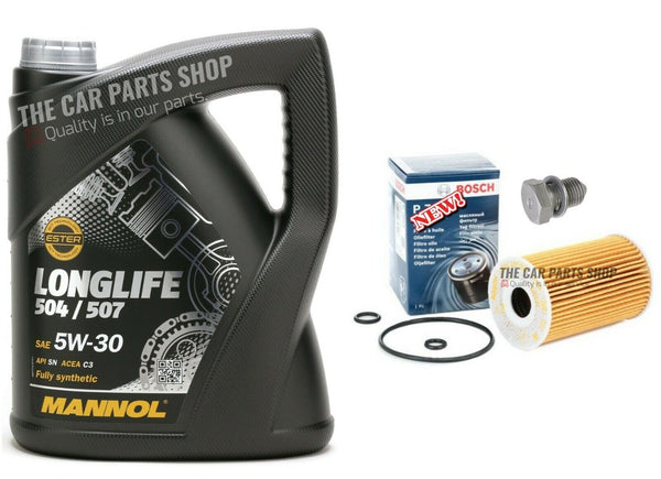OIL CHANGE SERVICE KIT FOR AUDI A3 1.6 DIESEL 5L 507 OIL & NEW BOSCH OIL FILTER