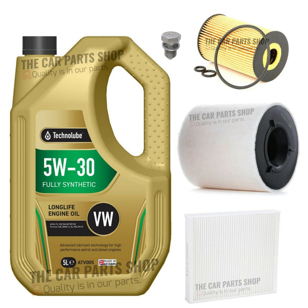 SERVICE KIT FOR SEAT IBIZA MK4 1.6 TDI 2009> 5L TECHNOLUBE 5W30 & AIR OIL CABIN