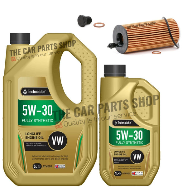 TECHNOLUBE SERVICE KIT FOR BMW 5 SERIES 520D 530D 6L LL04 5W30 AND OIL FILTER
