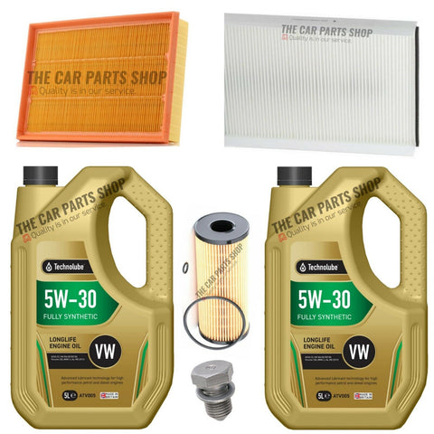 10L TECHNOLUBE SERVICE KIT FOR VW CRAFTER 2.5 TDI AIR OIL CABIN FILTER & PLUG