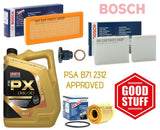FITS PEUGEOT 207 1.6 GT MK1 BOSCH SERVICE KIT BOSCH CABIN OIL AIR & 5L 0W30 OIL