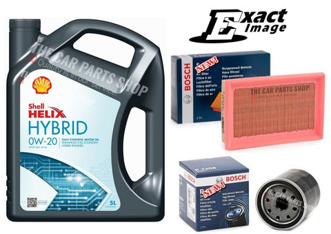 FITS TOYOTA YARIS 1.5 HYBRID BOSCH SERVICE KIT 5L 0W20 SHELL & AIR OIL BOSCH KIT